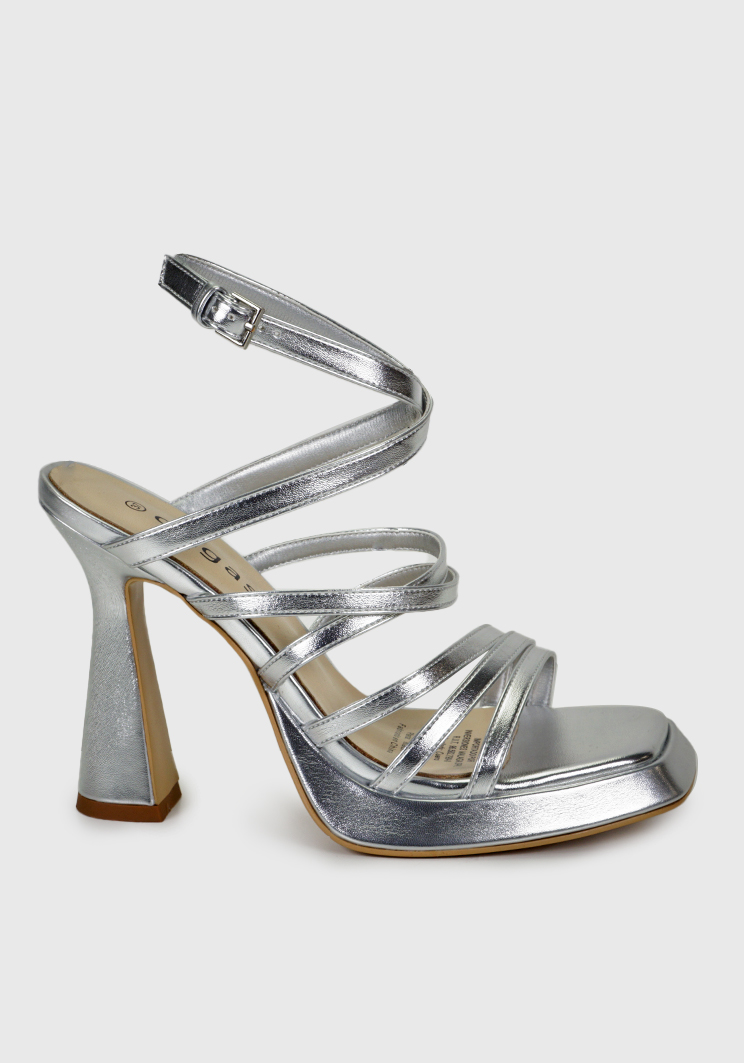 SANDALIA CUERO DAMILA PLATEADO - 4