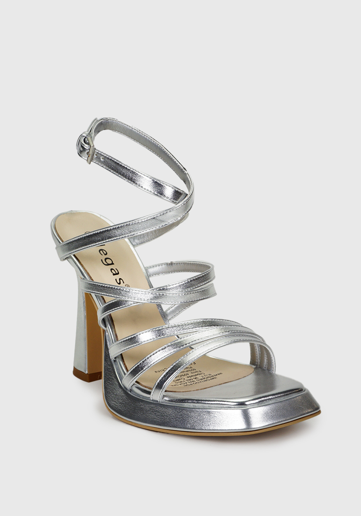 SANDALIA CUERO DAMILA PLATEADO - 5