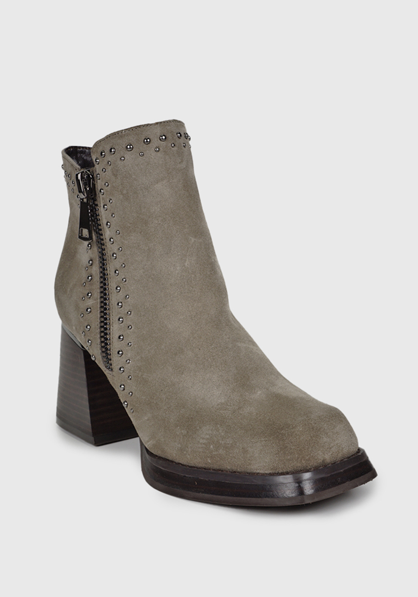 BOTÍN CUERO TAUPE DONNA CASUAL - 4