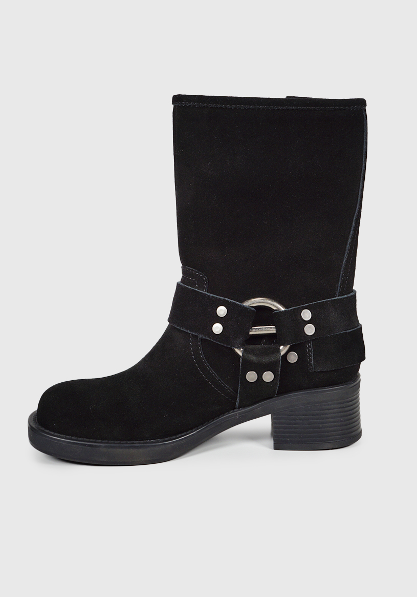 BOTÍN CUERO NEGRO BIKER CASUAL - 6