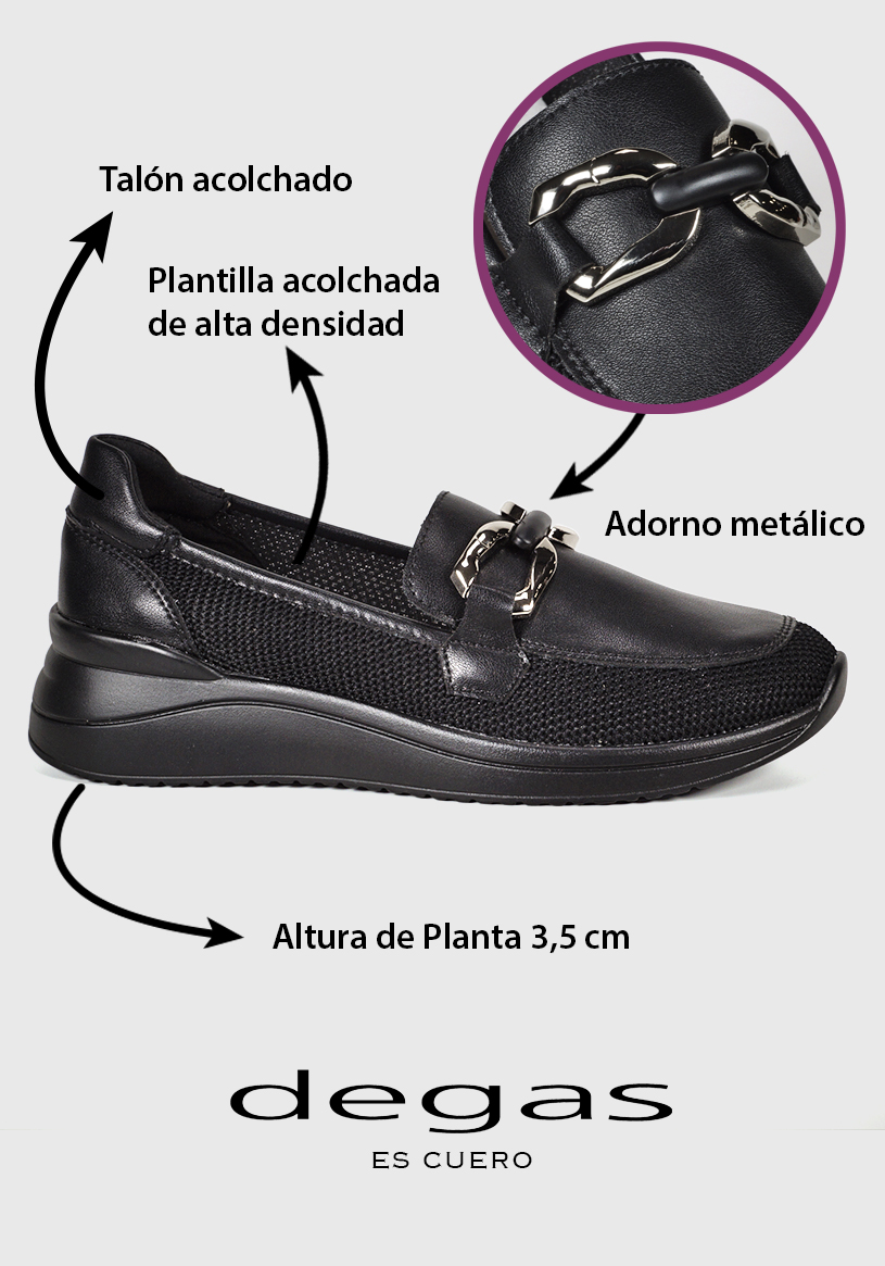 MOCASINES MUJER DEGAS CUERO NEGRO ZULLY GZ1007S25BLK - 3
