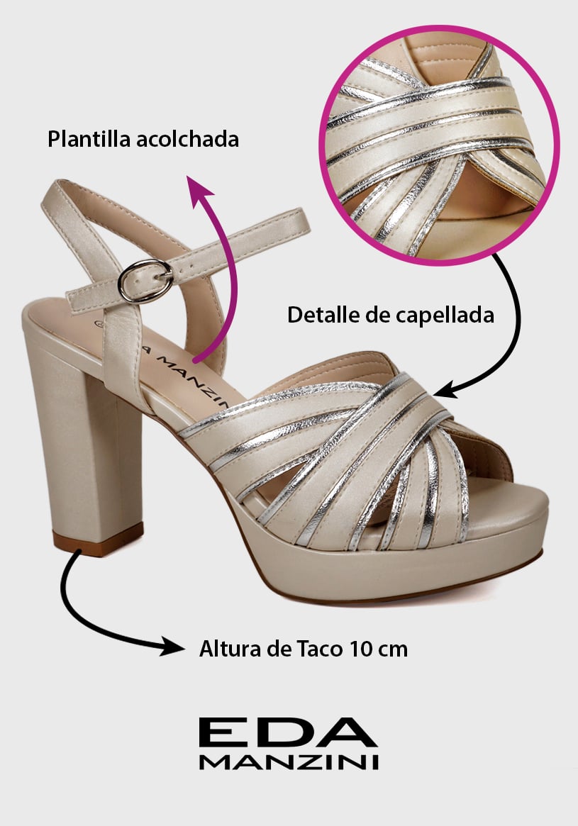 SANDALIA MUJER EDA MANZINI PLATEADO CHE406S25PER KORUKO - 3