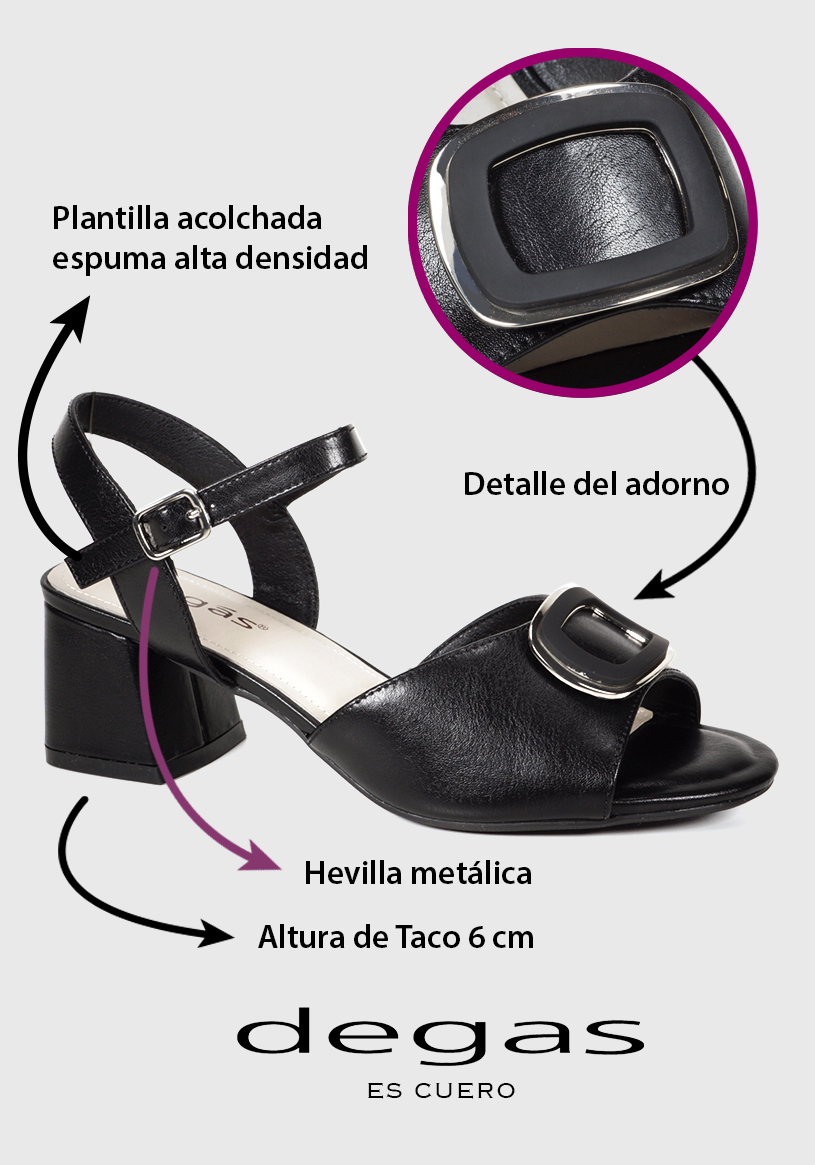 SANDALIA MUJER DEGAS CUERO NEGRO HO0041S25BLK VANIRIA - 3