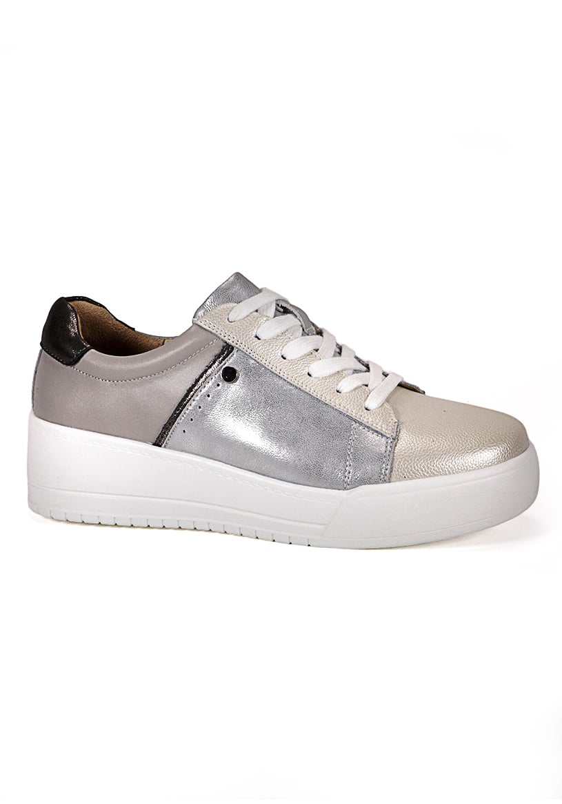 ZAPATILLA CUERO BORA PLATEADO - 1