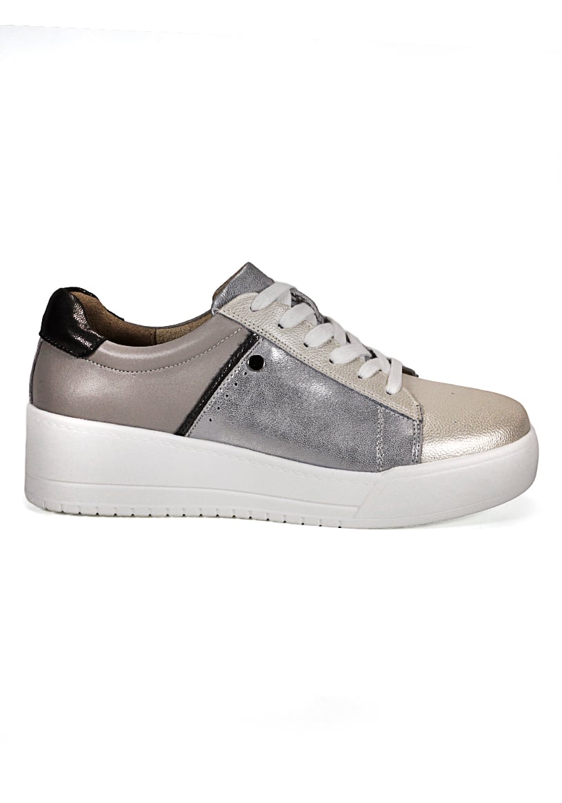ZAPATILLA CUERO BORA PLATEADO - 2