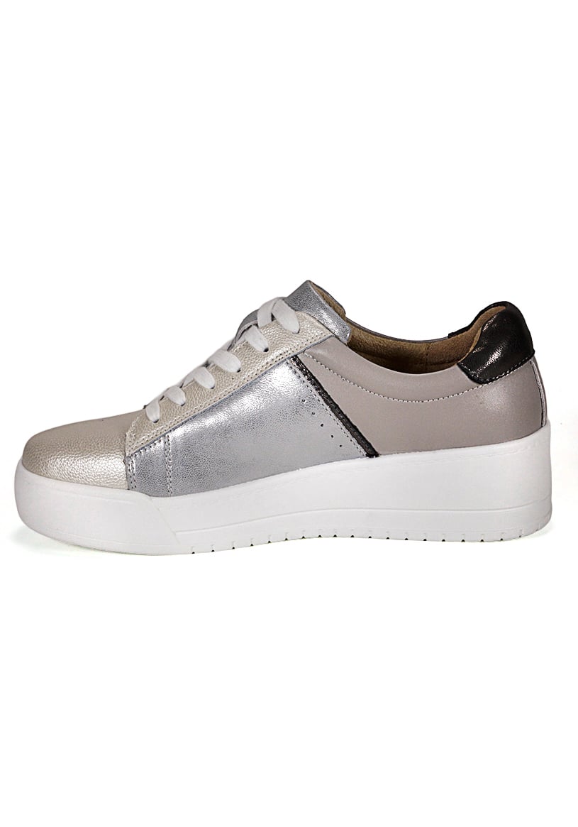 ZAPATILLA CUERO BORA PLATEADO - 5