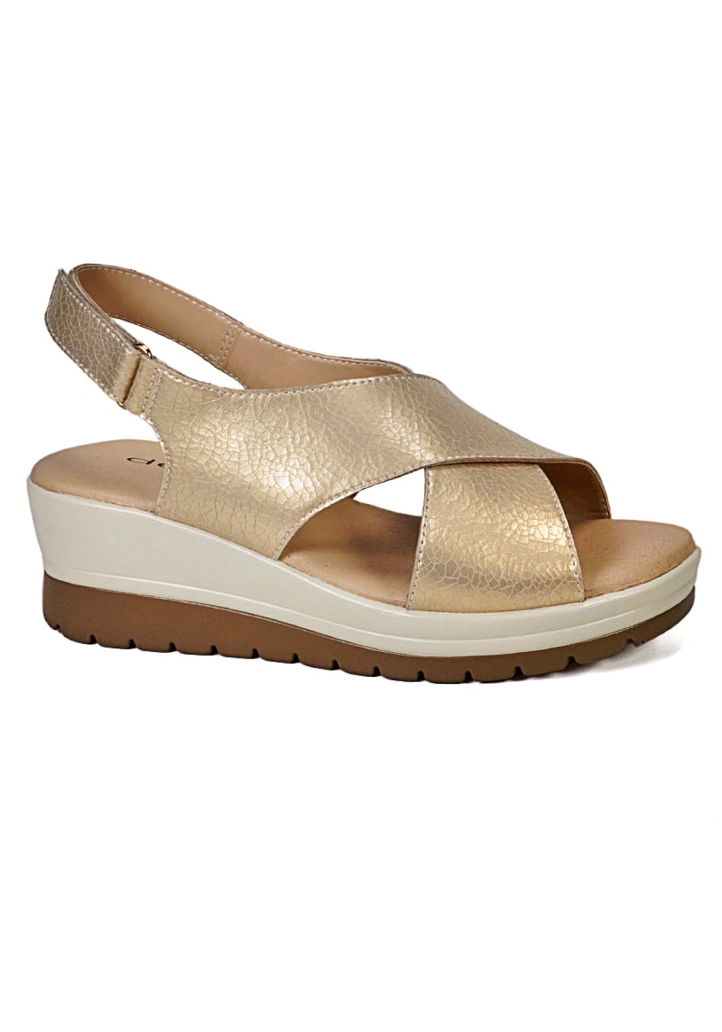 SANDALIA CUERO EBERE DORADO - 1