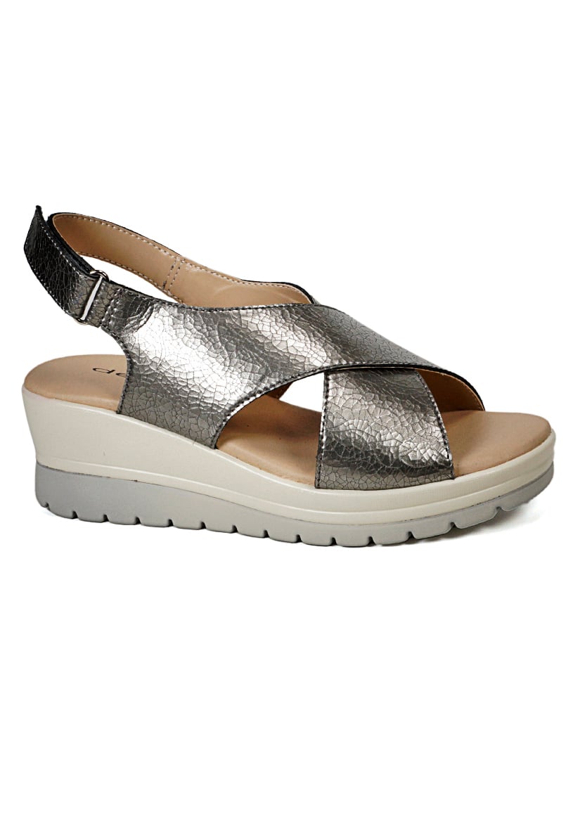 SANDALIA CUERO EBERE PLATEADO - 1