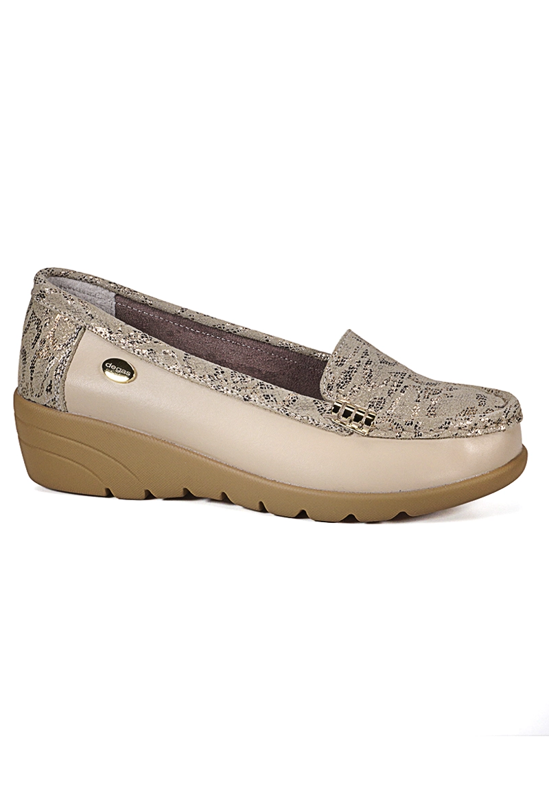 MOCASIN CUERO ELIETTE BEIGE SNAKE - 1
