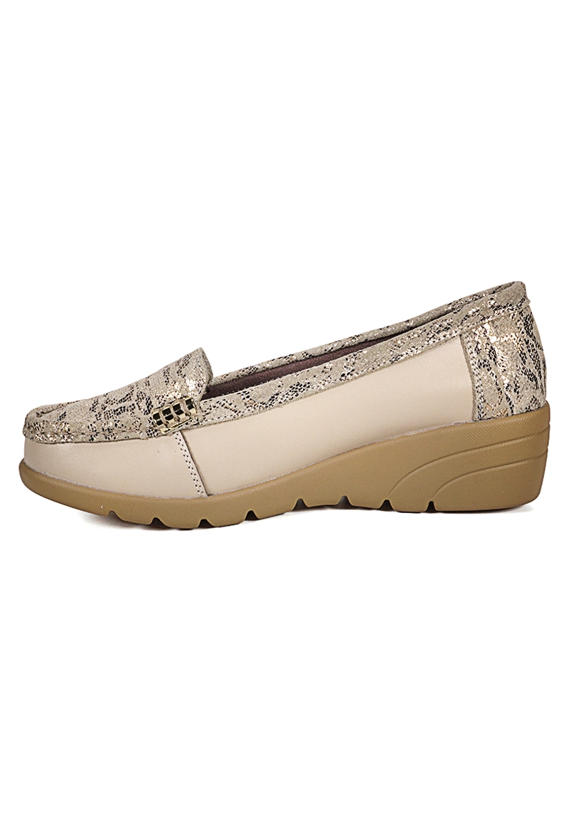 MOCASIN CUERO ELIETTE BEIGE SNAKE - 5