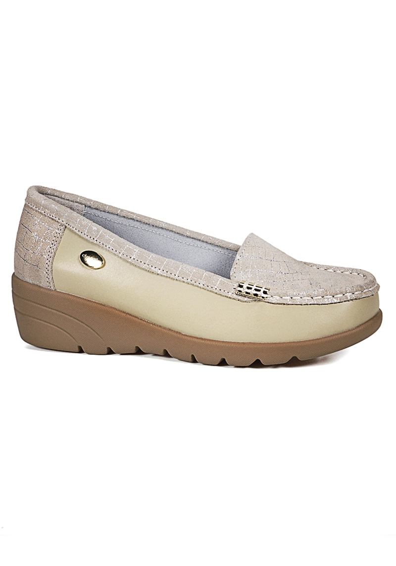 MOCASIN CUERO ELIETTE BEIGE - 1