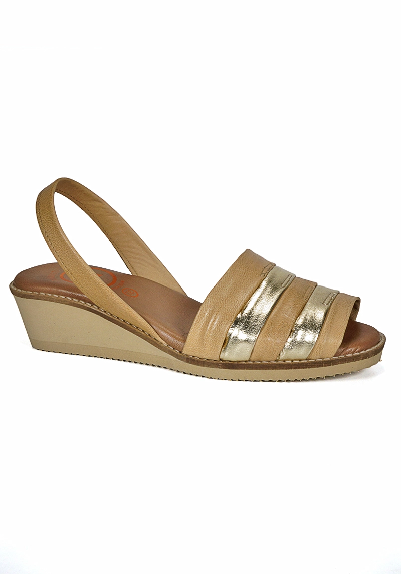 SANDALIA CUERO CHARMIANE CAMEL DORADO - 1