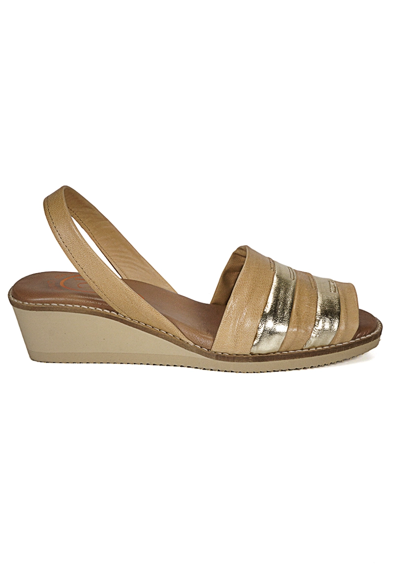 SANDALIA CUERO CHARMIANE CAMEL DORADO - 2