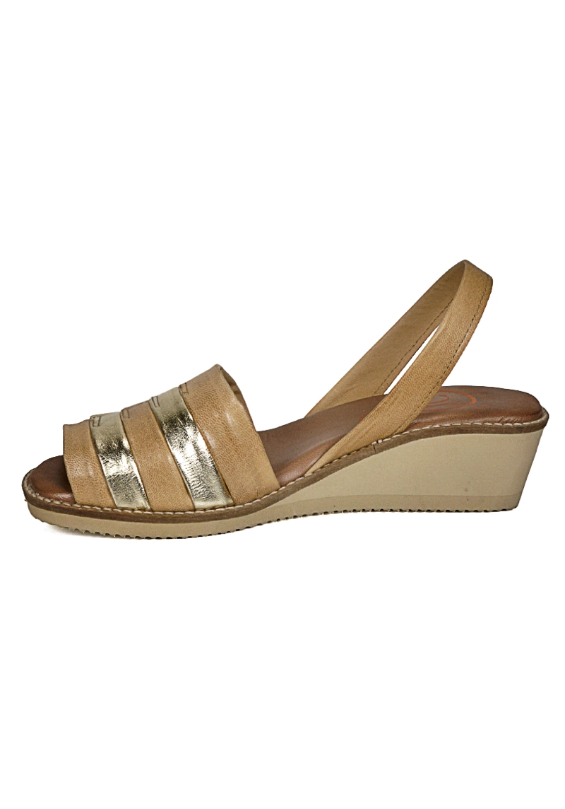 SANDALIA CUERO CHARMIANE CAMEL DORADO - 5