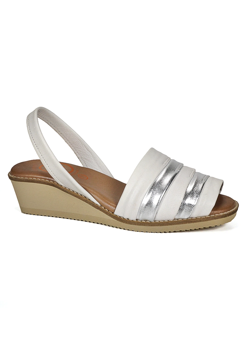SANDALIA CUERO CHARMIANE BLANCO PLATA - 1