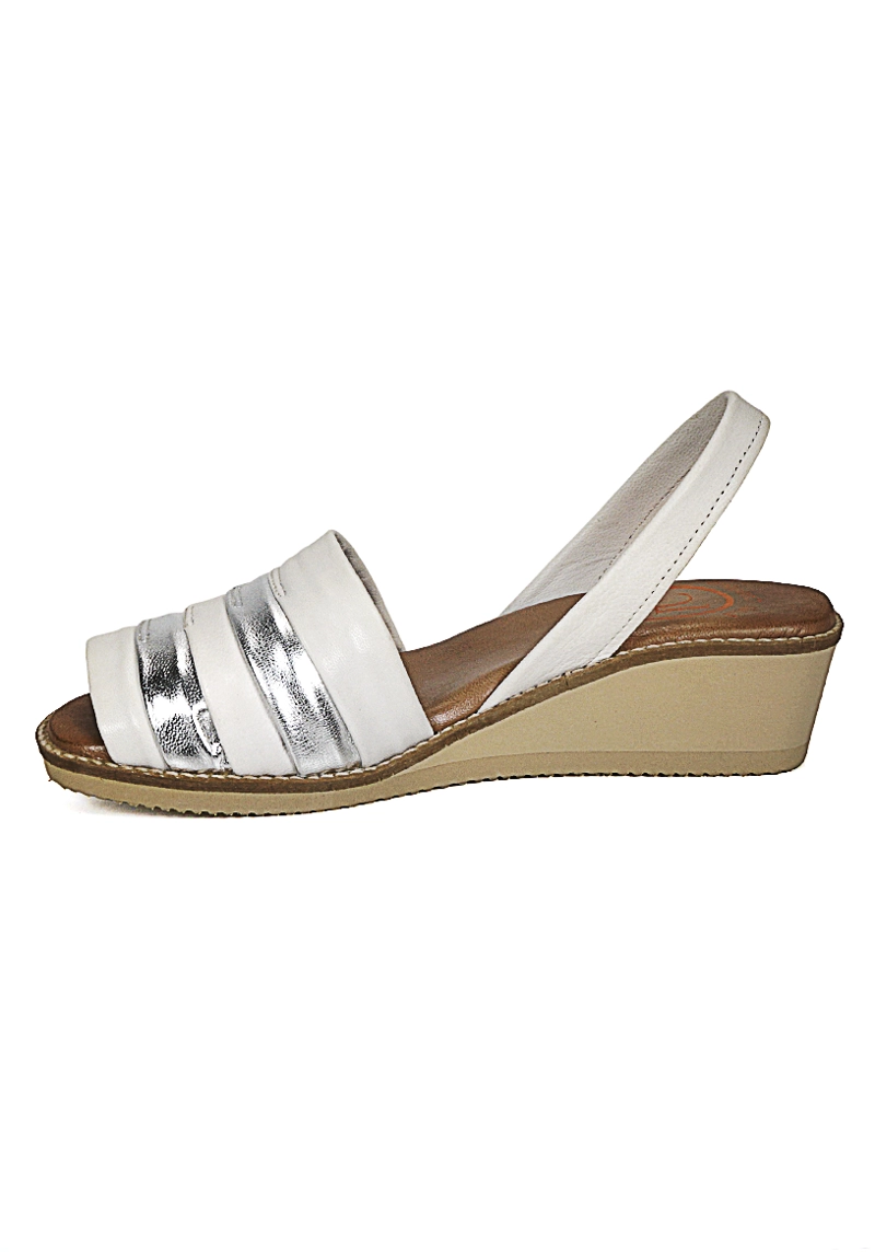 SANDALIA CUERO CHARMIANE BLANCO PLATA - 5