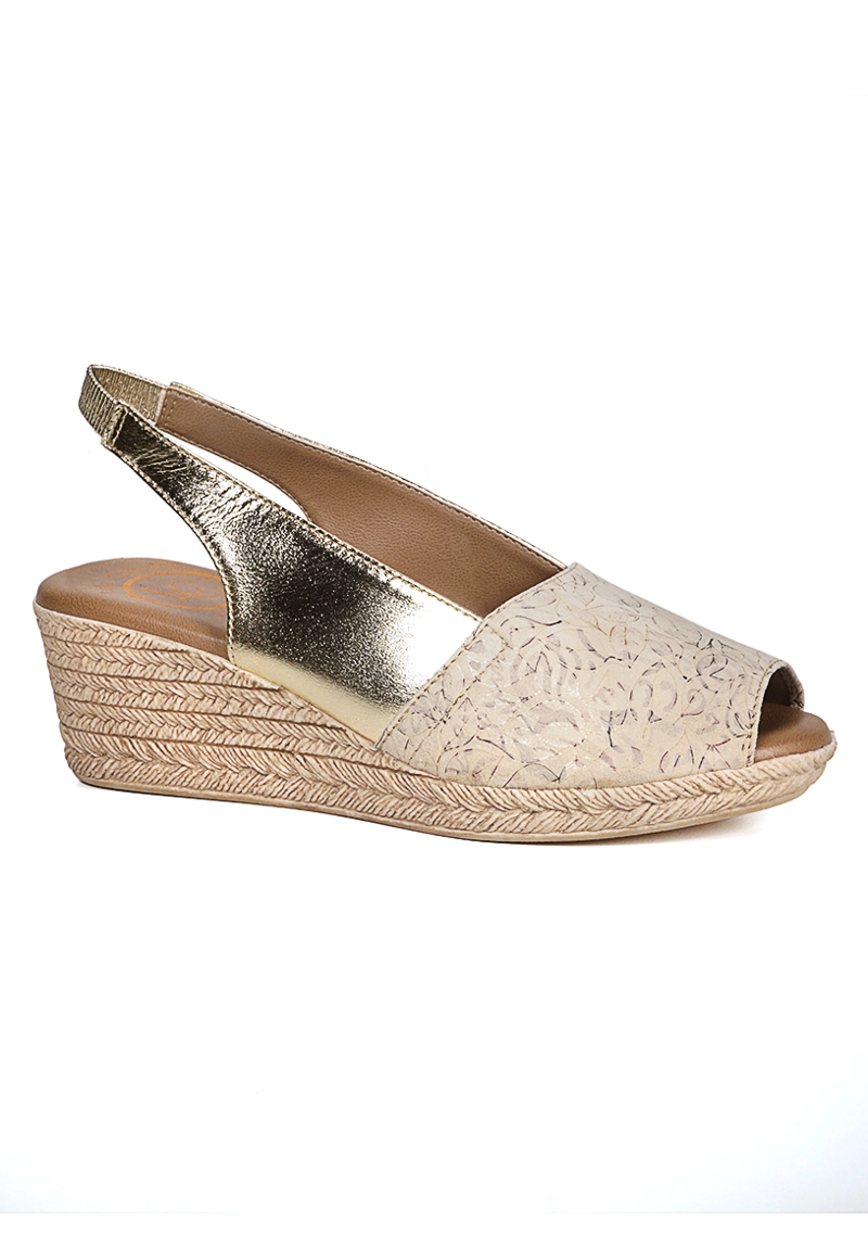 SANDALIA CUERO SUSANNE BEIGE DORADO - 2