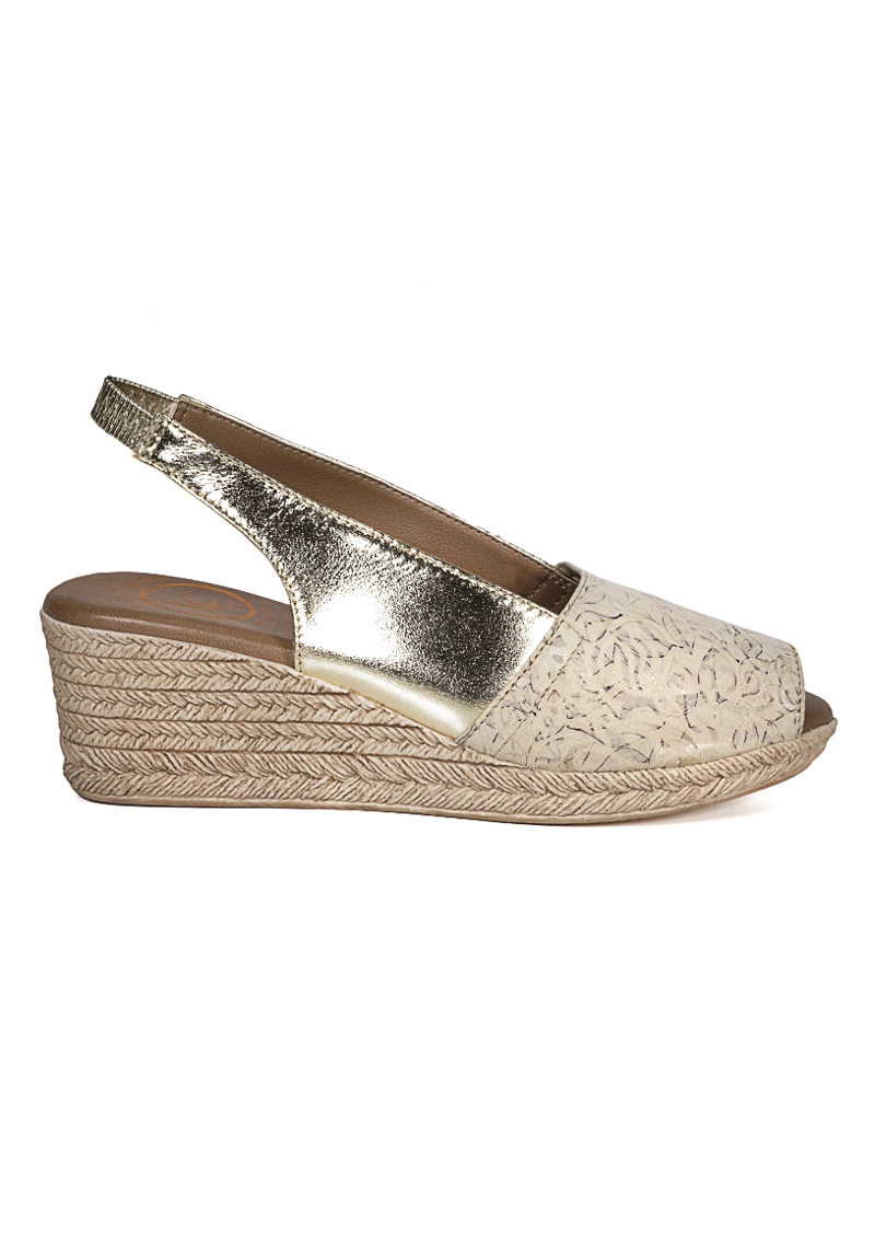 SANDALIA CUERO SUSANNE BEIGE DORADO - 3