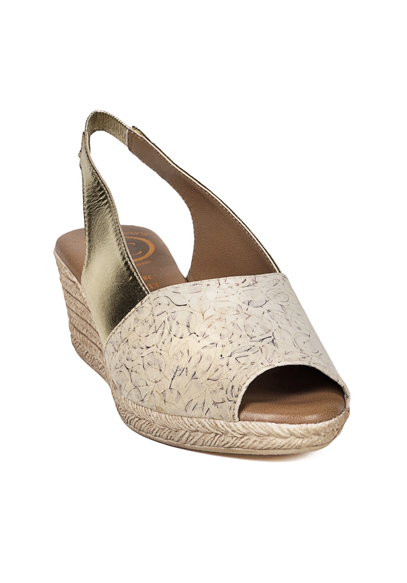 SANDALIA CUERO SUSANNE BEIGE DORADO - 5