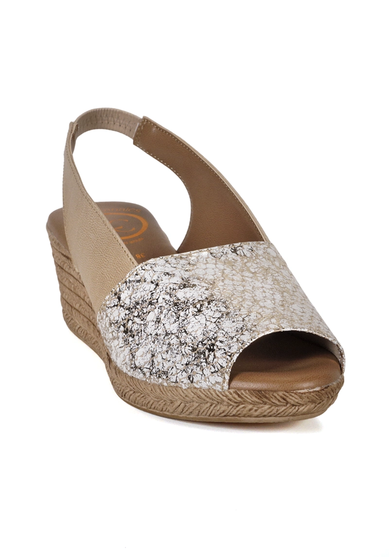 SANDALIA CUERO SUSANNE BEIGE CROCO - 5