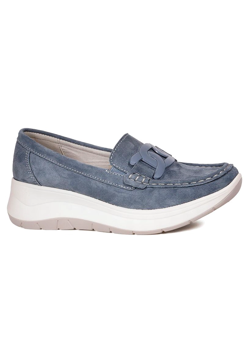 MOCASIN CUERO CECILIA AZUL - 1
