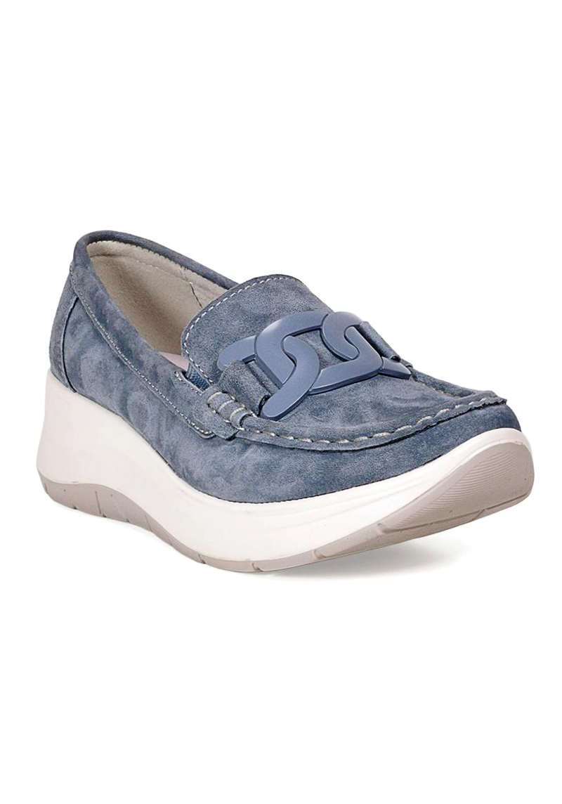 MOCASIN CUERO CECILIA AZUL - 2