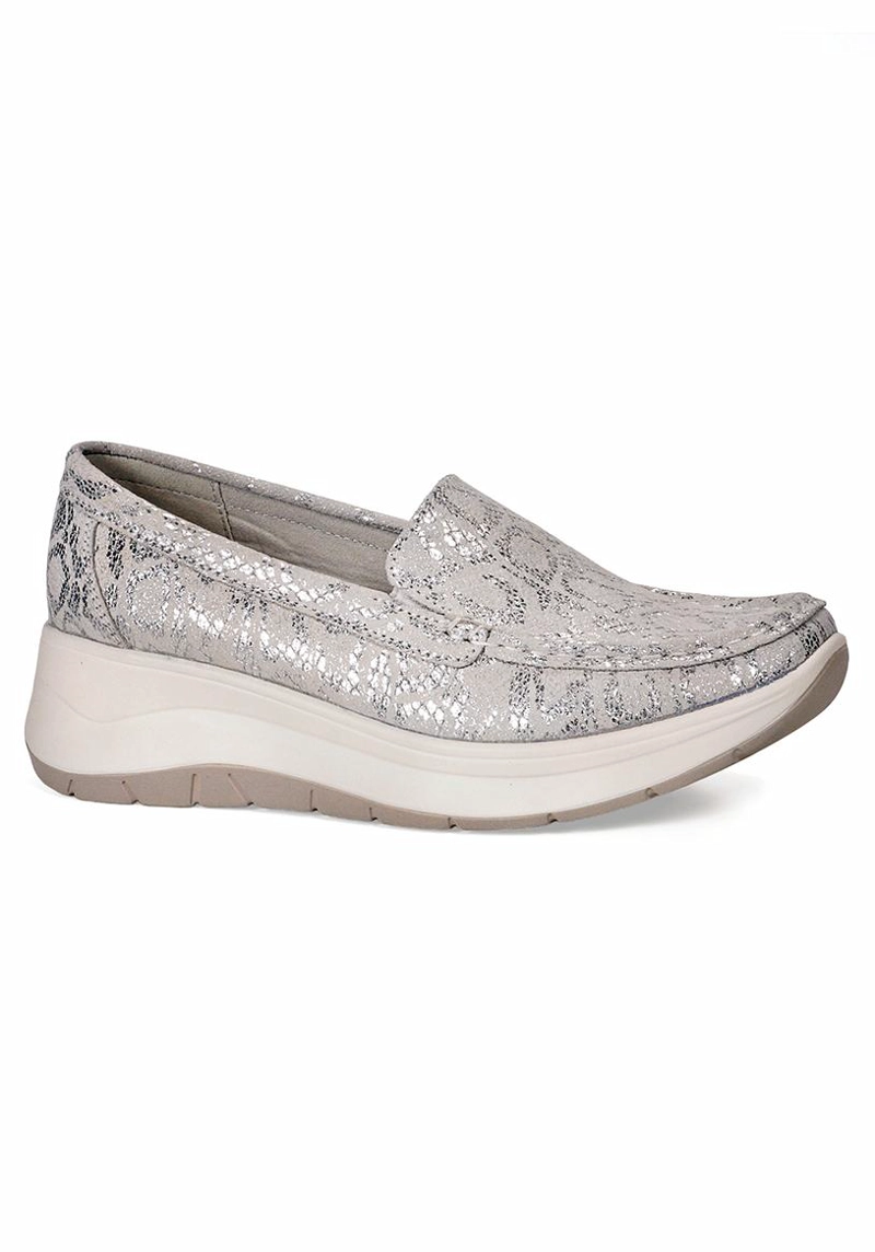 MOCASIN CUERO LAURA PLATEADO - 1