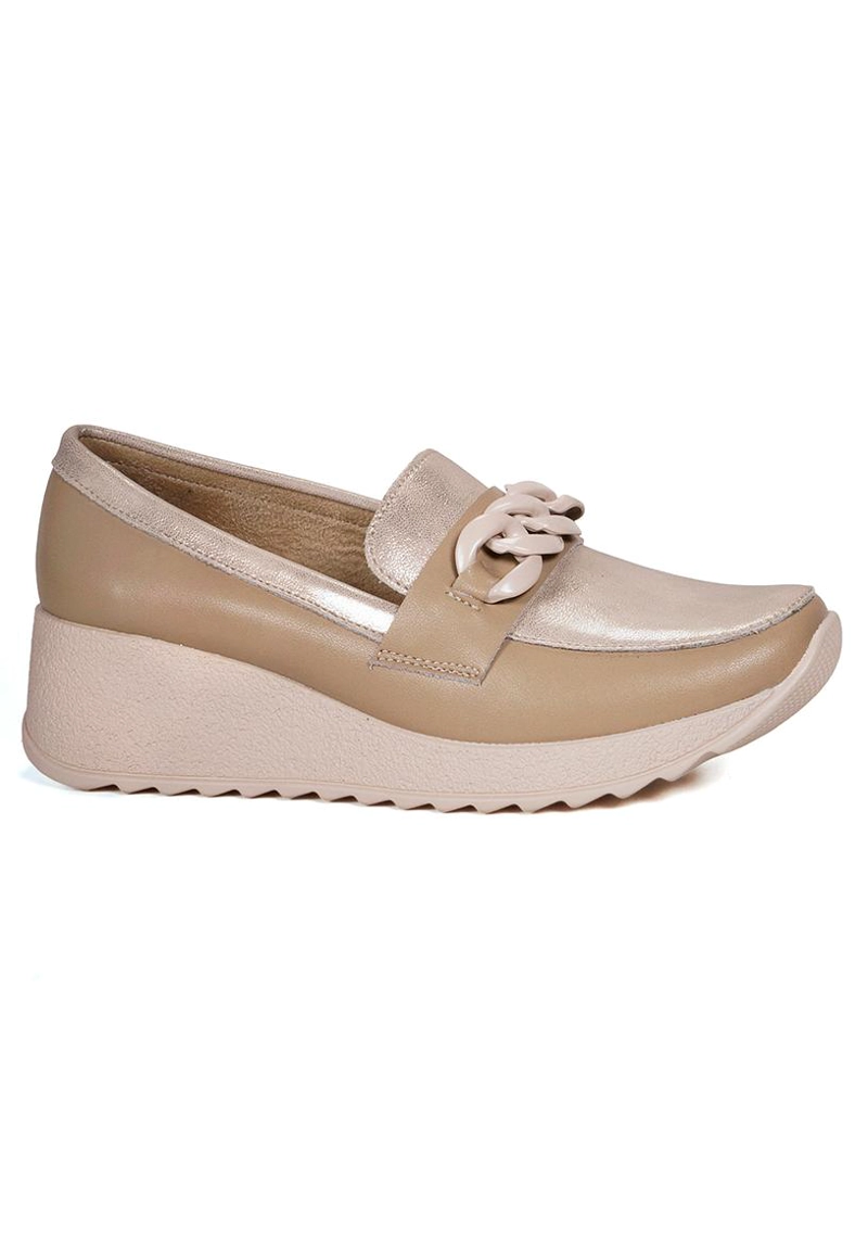 MOCASIN CUERO VIVIAN BEIGE 38