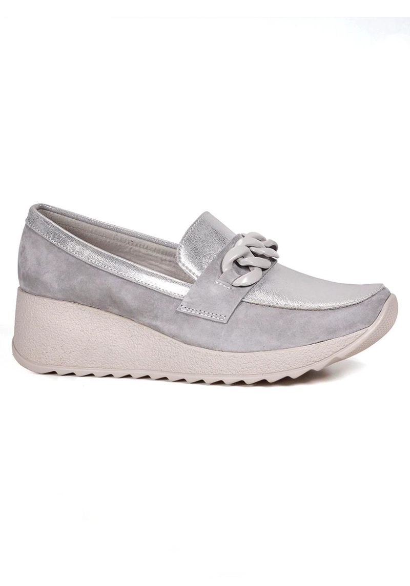 MOCASIN CUERO VIVIAN PLATEADO - 1