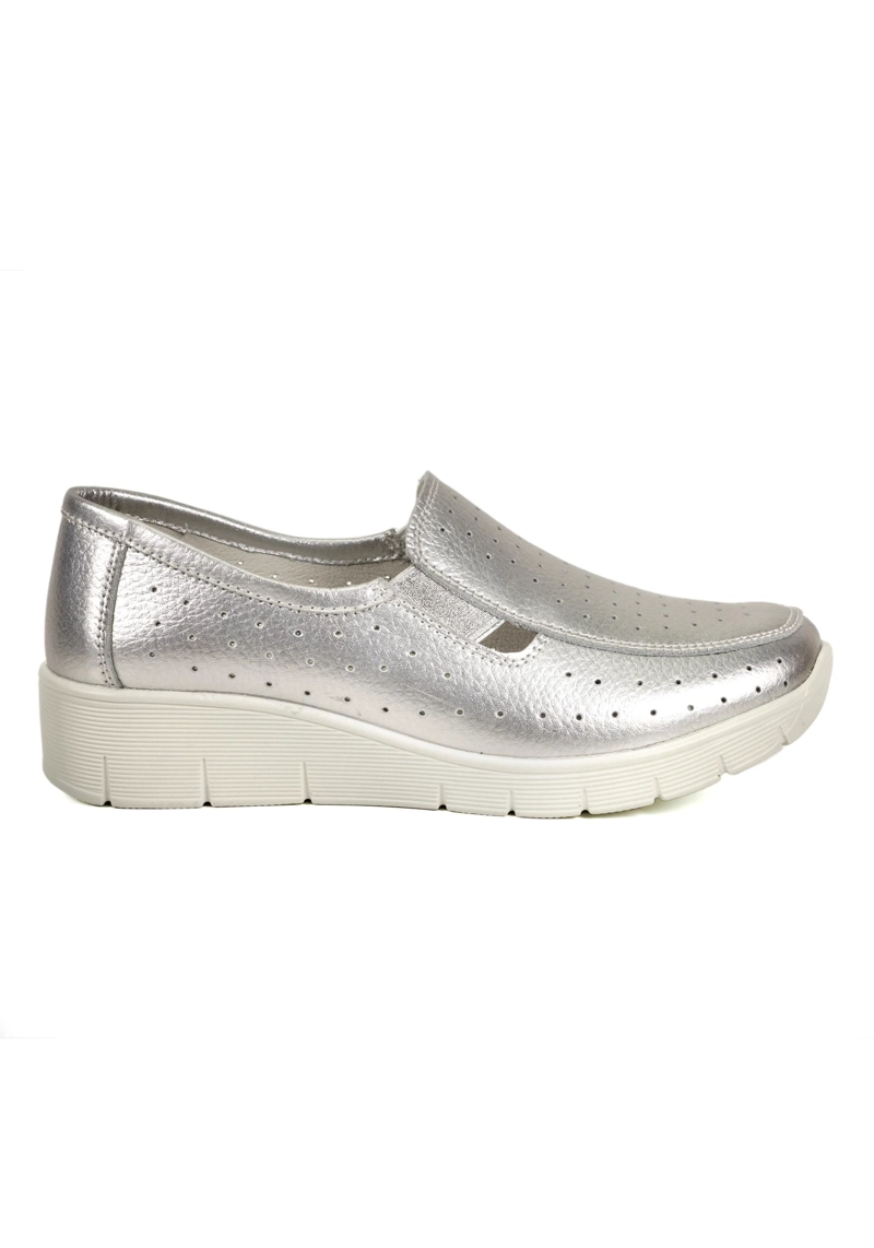 MOCASIN CUERO ARANNA PLATEADO - 2