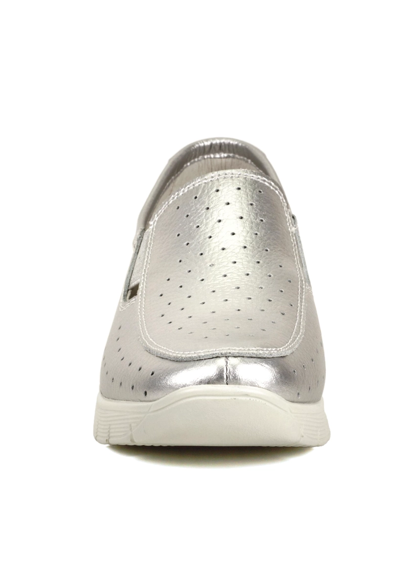 MOCASIN CUERO ARANNA PLATEADO - 3