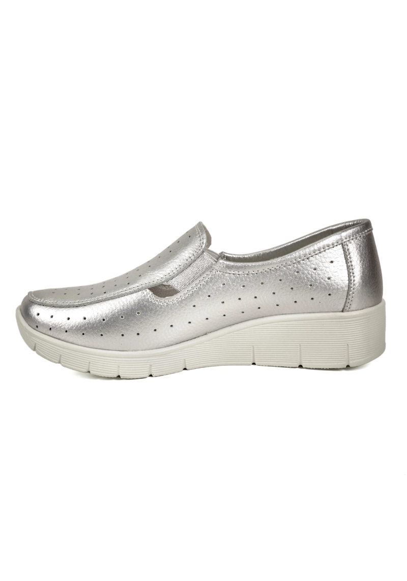 MOCASIN CUERO ARANNA PLATEADO - 4
