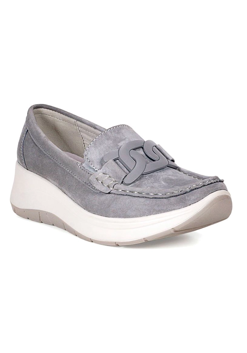 MOCASIN CUERO CECILIA GRIS - 2