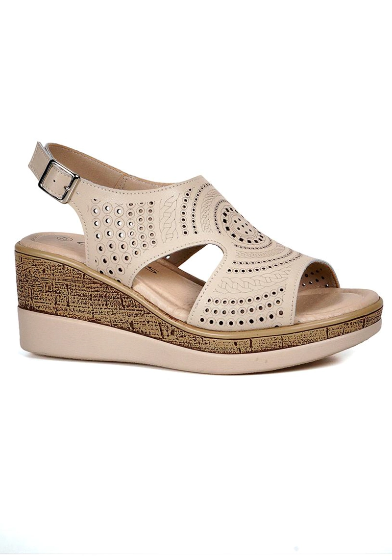 SANDALIA CUERO LUANA BEIGE 40