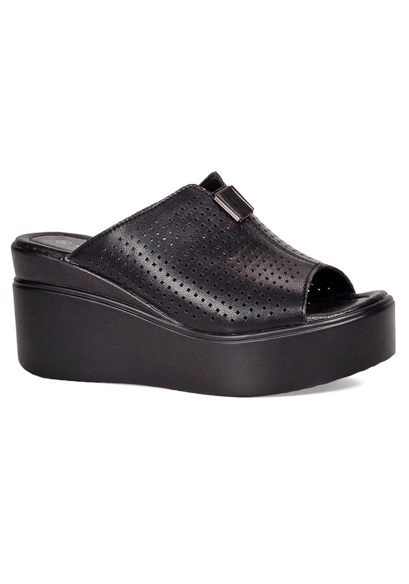 SANDALIA CUERO WANDA NEGRO - 1