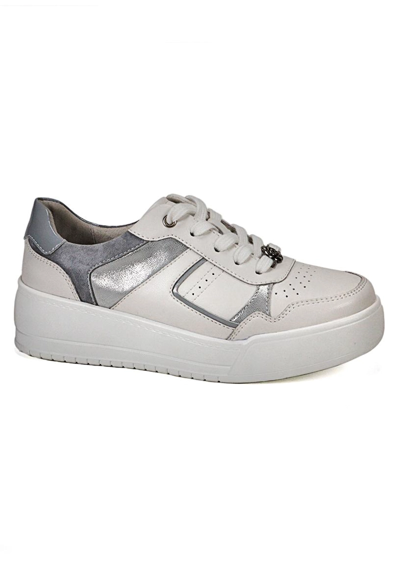 ZAPATILLA CUERO ARDEN BLANCO PLATEADO 40