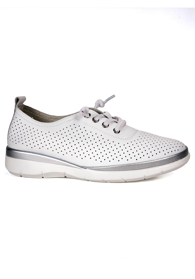 ZAPATILLA CUERO LUZMAR BLANCO PLATEADO 37