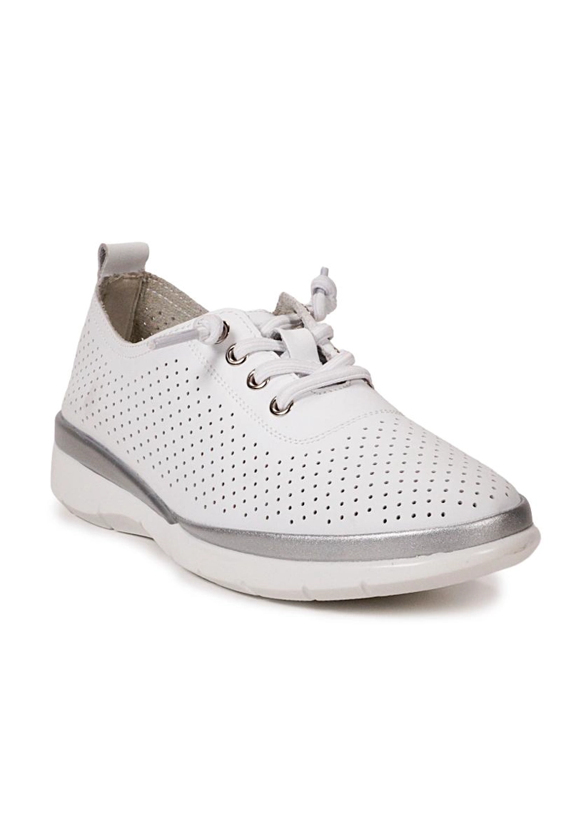ZAPATILLA CUERO LUZMAR BLANCO PLATEADO - 2