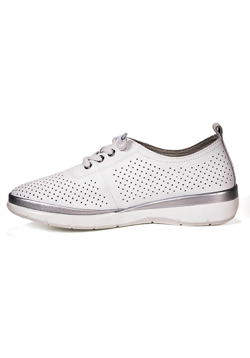 ZAPATILLA CUERO LUZMAR BLANCO PLATEADO - 3
