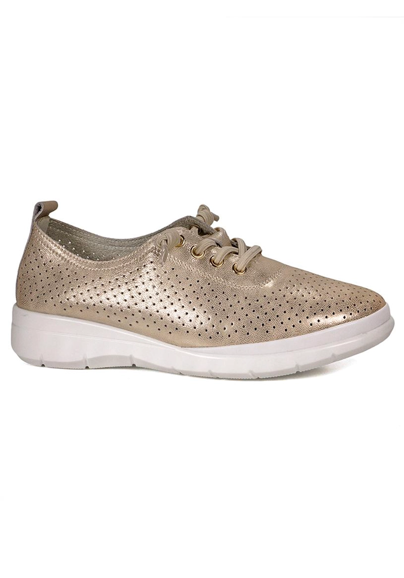 ZAPATILLA CUERO LUZMAR DORADO 36