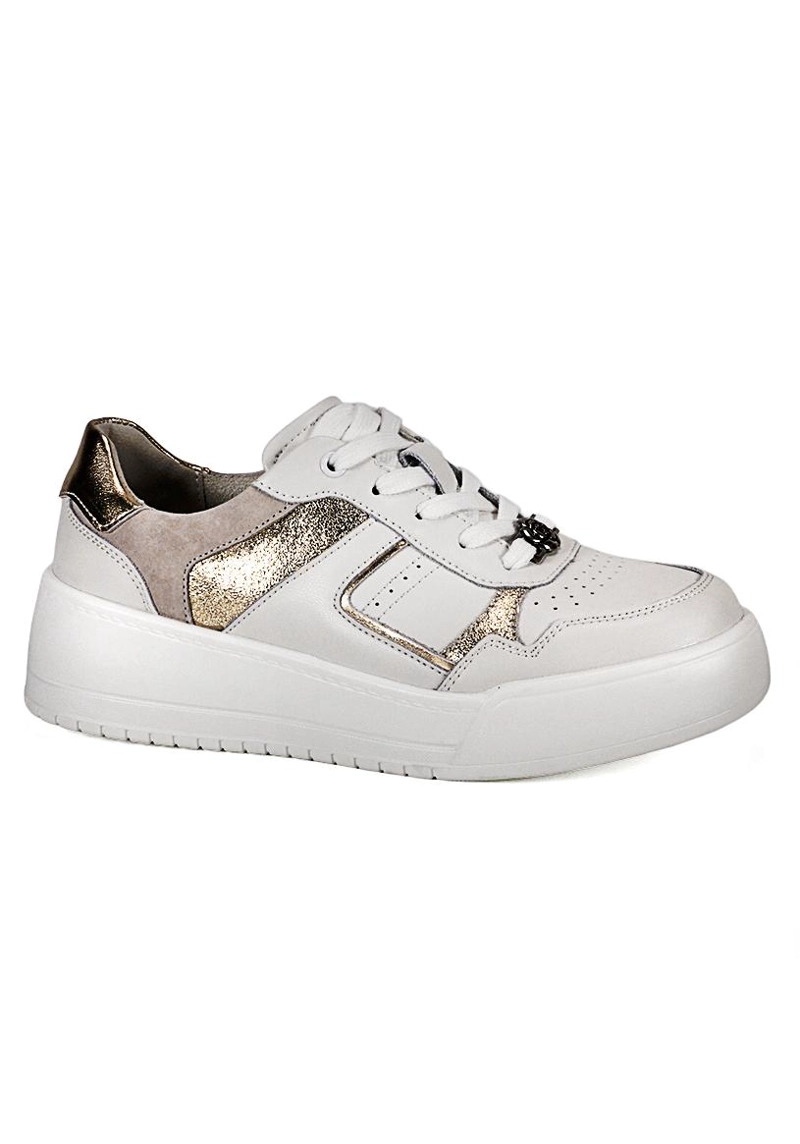 ZAPATILLA CUERO ARDEN BLANCO DORADO - 1
