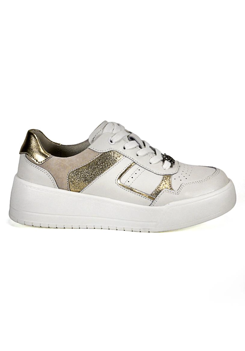 ZAPATILLA CUERO ARDEN BLANCO DORADO - 2