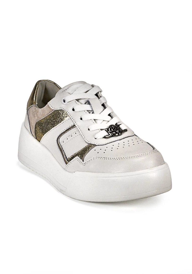 ZAPATILLA CUERO ARDEN BLANCO DORADO - 3