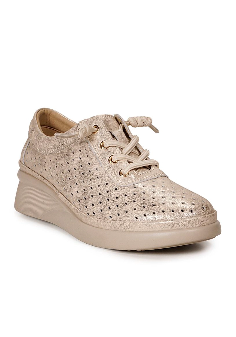 ZAPATILLA CUERO RUMBA DORADO - 2