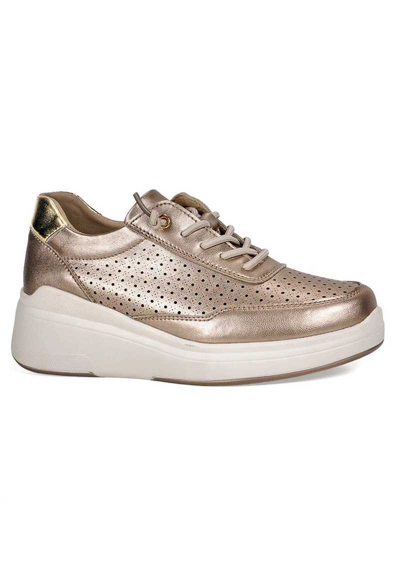 ZAPATILLA CUERO ISMA BRONCE - 1