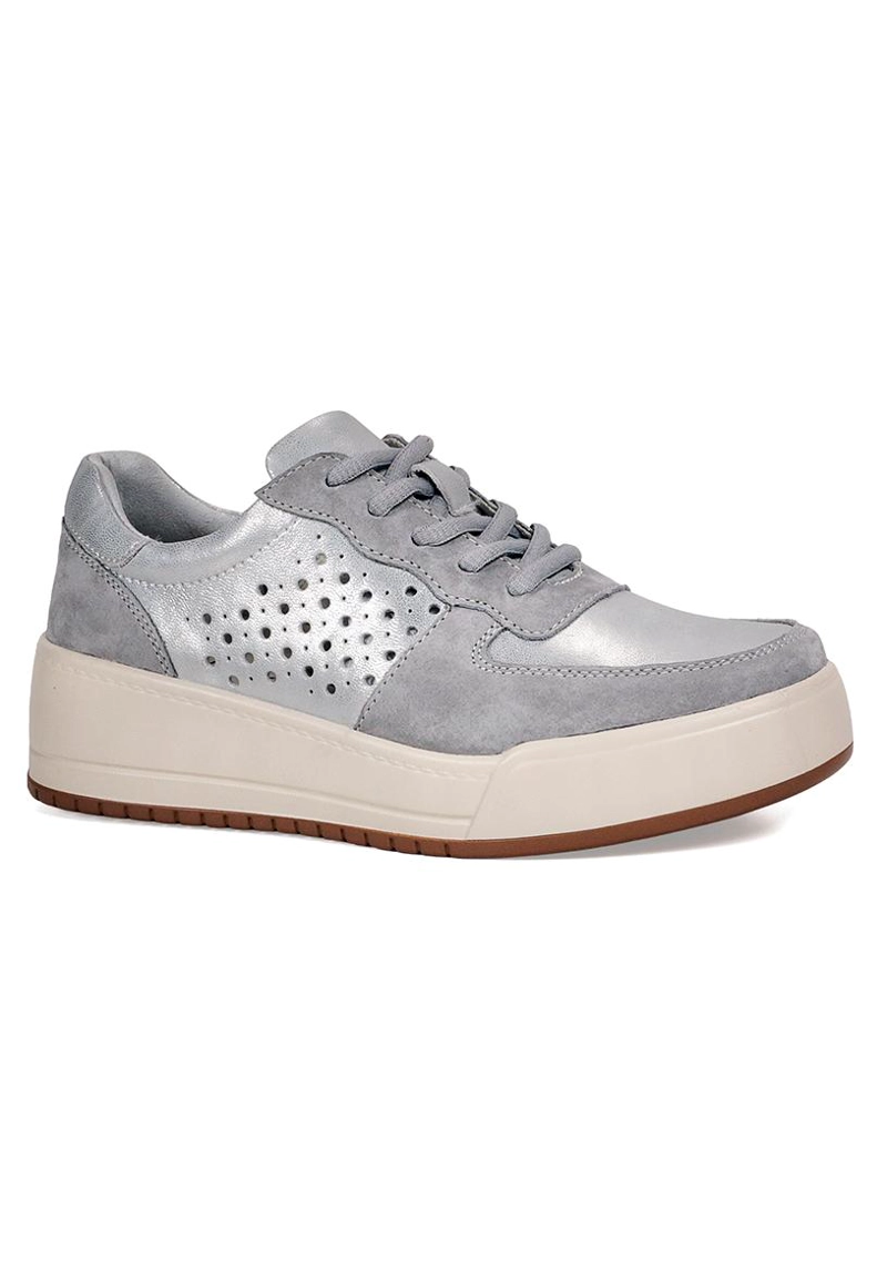 ZAPATILLA CUERO MAIRA PLATEADO - 1
