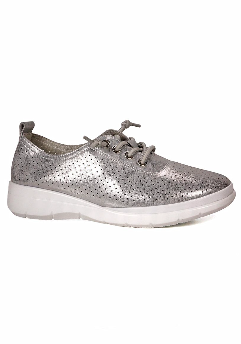ZAPATILLA CUERO LUZMAR PLATEADO 37