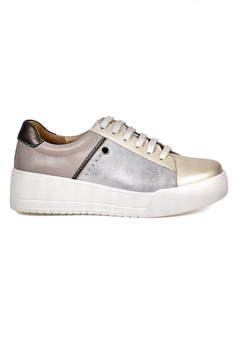 ZAPATILLA CUERO BORA PLATEADO - 1