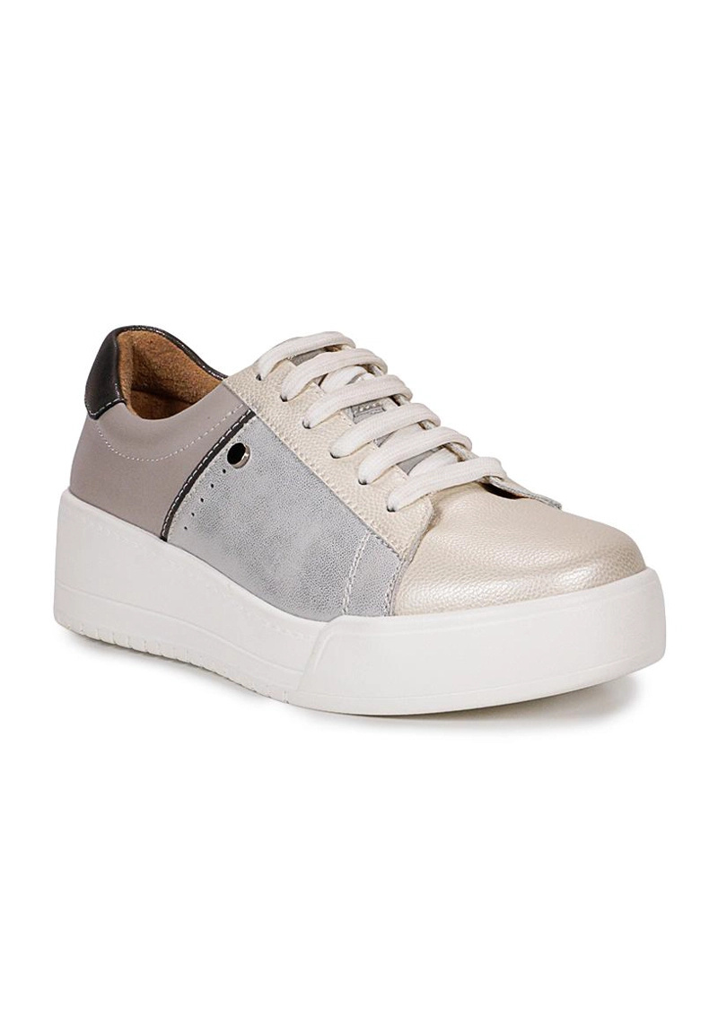 ZAPATILLA CUERO BORA PLATEADO - 2