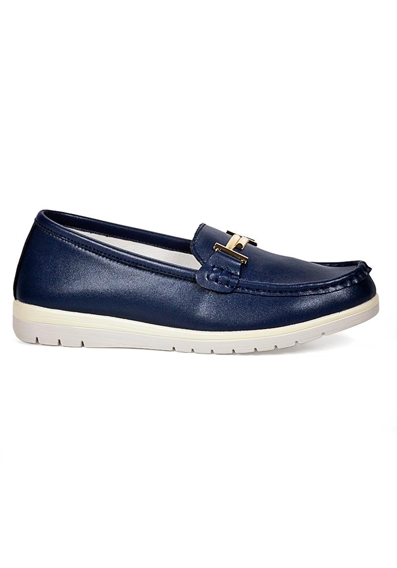 MOCASIN CUERO MAGALY AZUL - 1